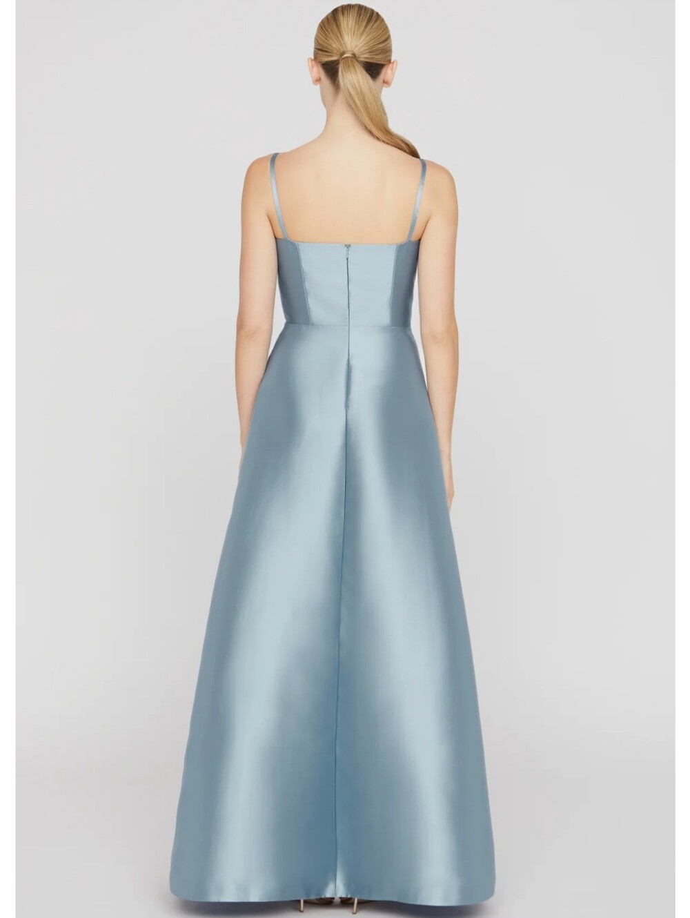 Kay Unger Eloise Satin Floral-Embellished Gown In Ice Blue Sz 4 $388 - Picture 5 of 9